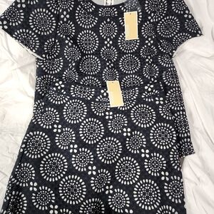 Michael Kors Navy and White Short Sleeve Top